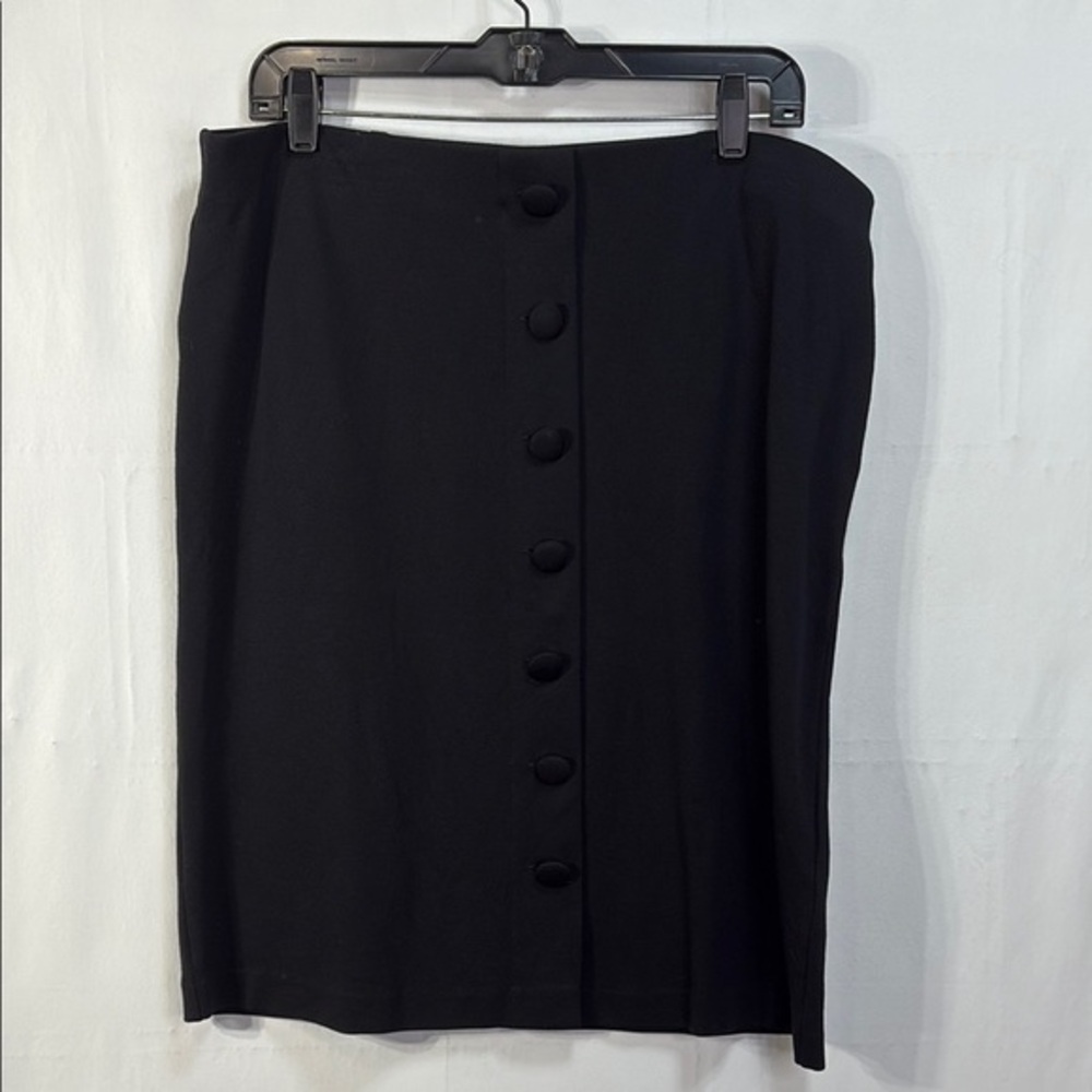 🏕️Jules & Leopold Black Pencil Skirt Knee-Length button front look pull on